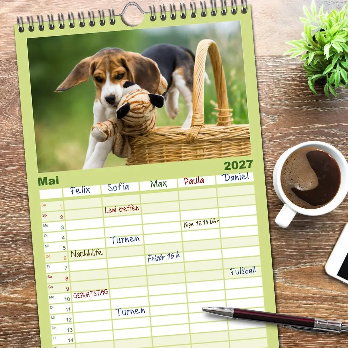 Bild: 9783594338094 | Familienplaner 2027 - Beaglebabys auf Entdeckungstour mit 5 Spalten...