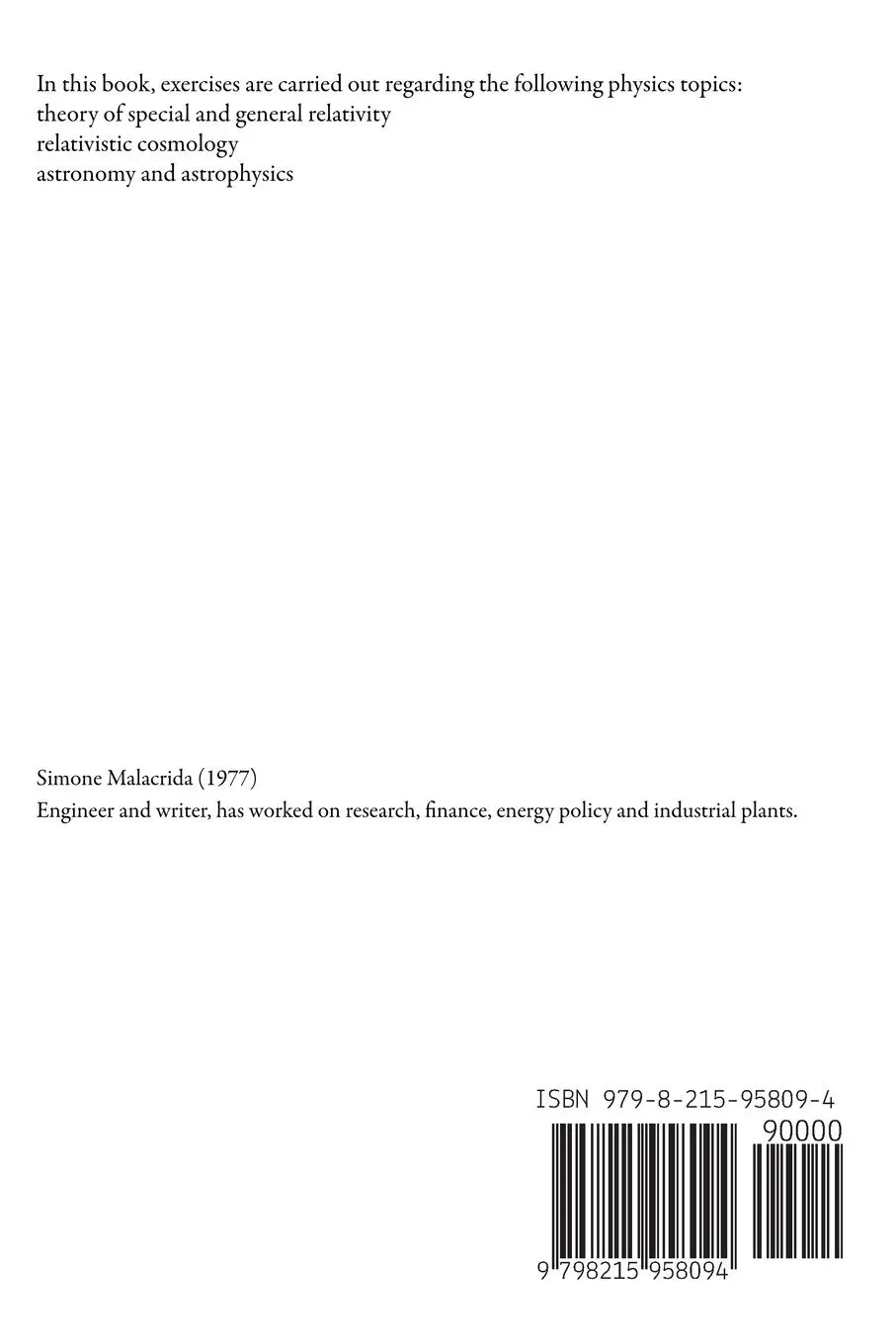 Rückseite: 9798215958094 | Exercises of Relativity and Astrophysics | Simone Malacrida | Buch