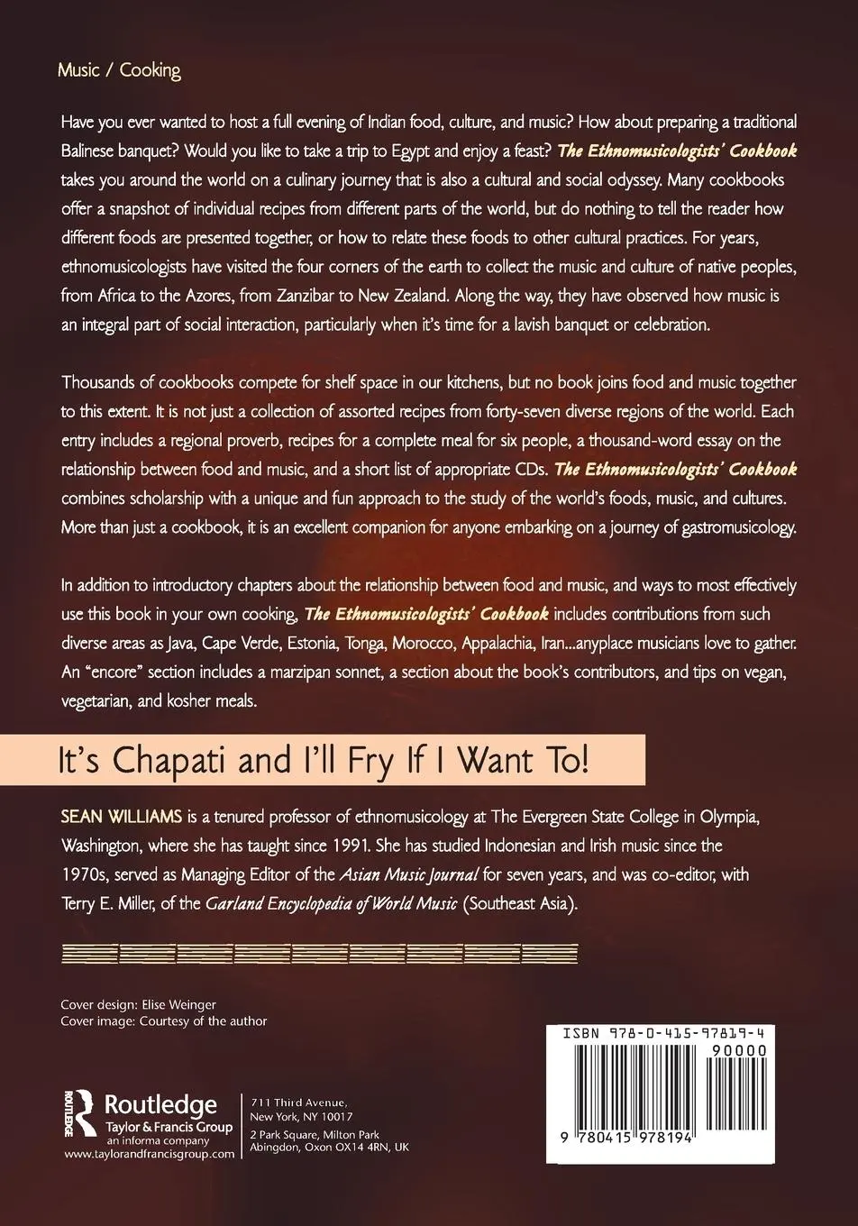 Rückseite: 9780415978194 | The Ethnomusicologists' Cookbook | Sean Williams | Taschenbuch | 2006