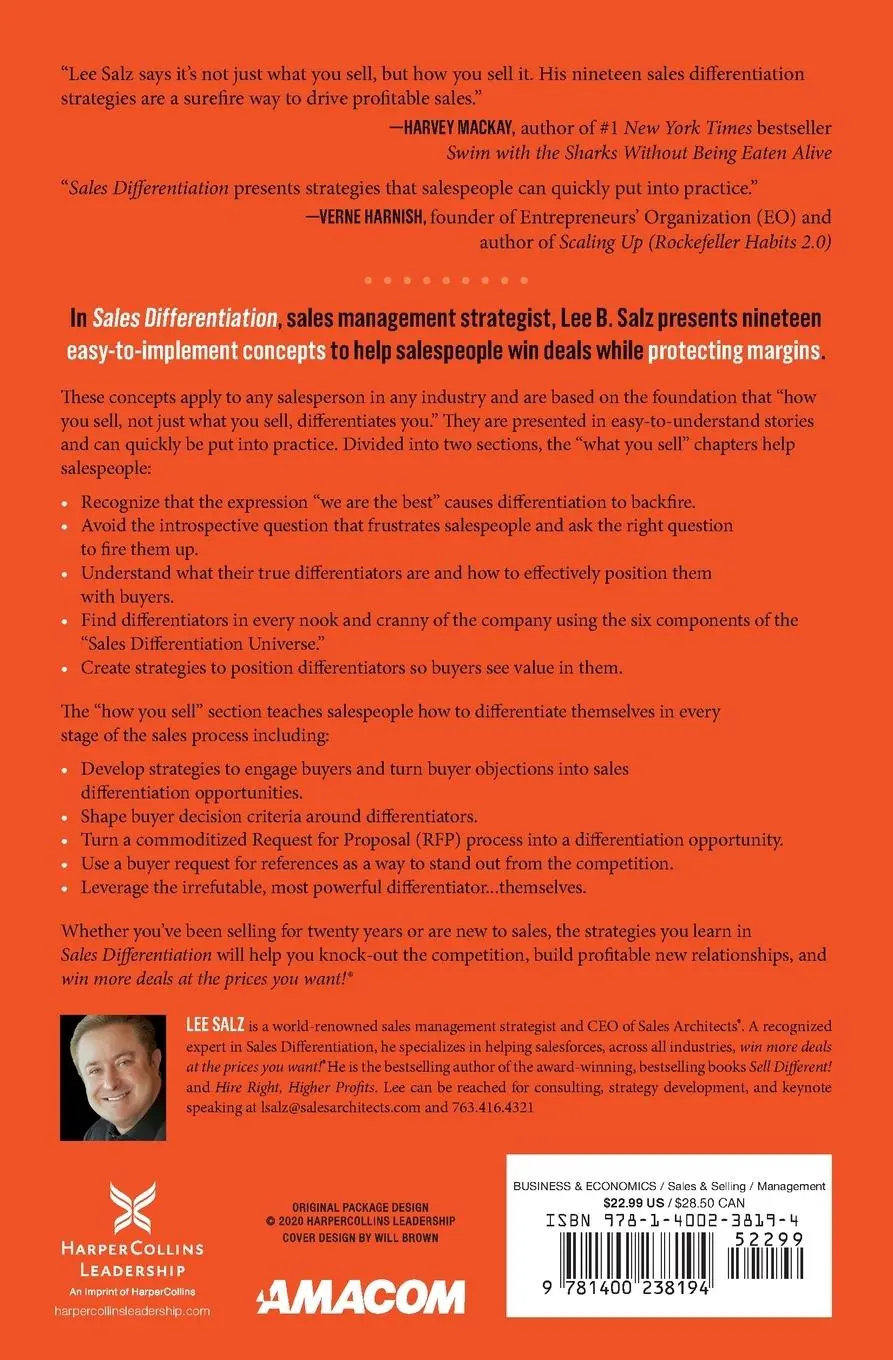Rückseite: 9781400238194 | Sales Differentiation | Lee B Salz | Taschenbuch | Englisch | 2022
