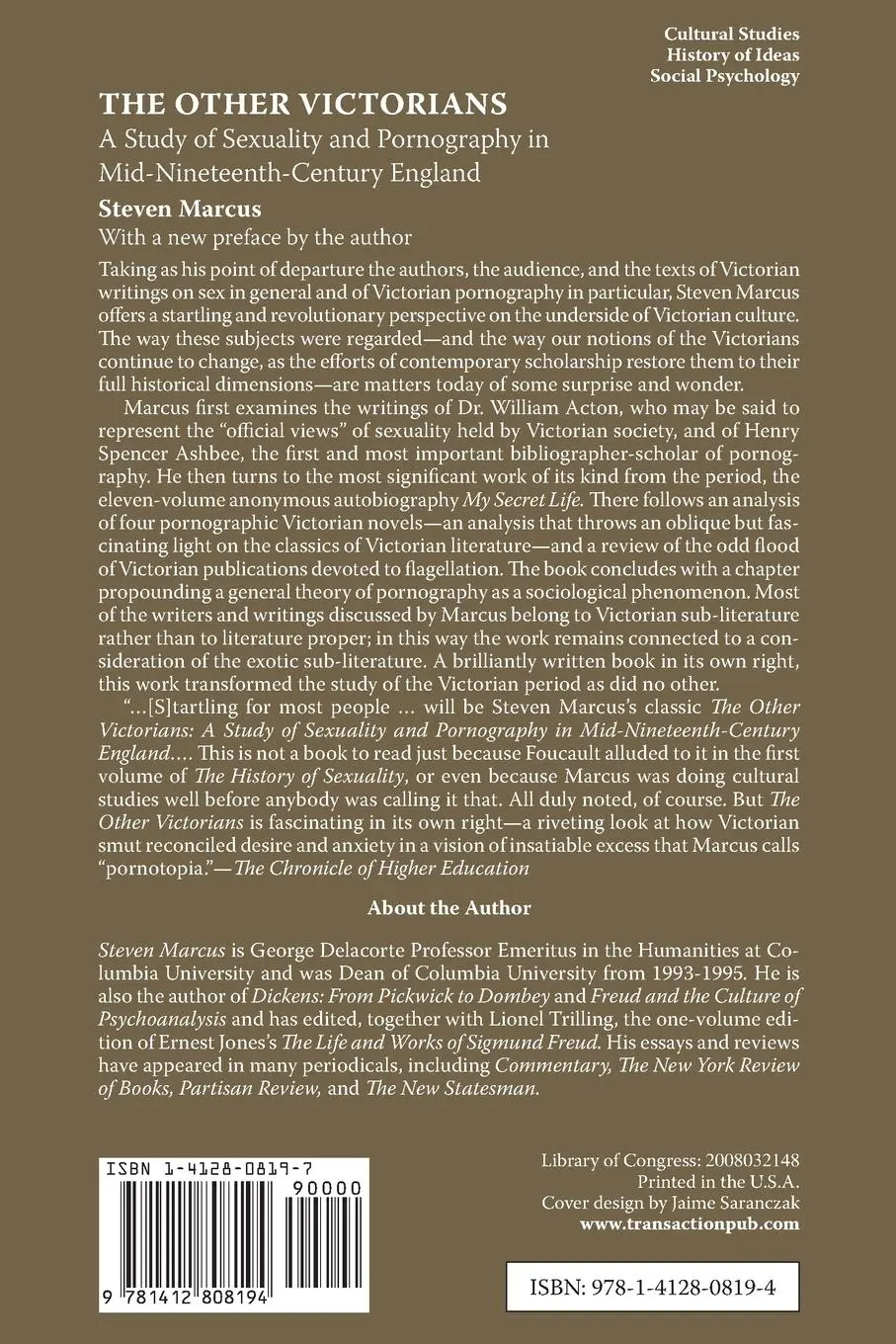 Rückseite: 9781412808194 | The Other Victorians | Steven Marcus | Taschenbuch | Englisch | 2008