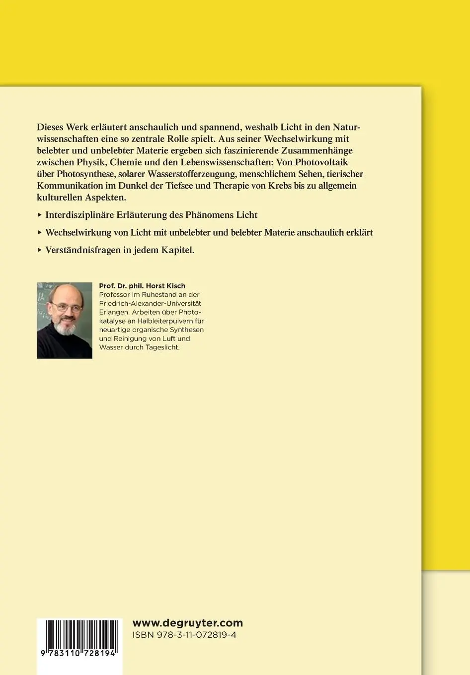 Rückseite: 9783110728194 | Licht | Horst Kisch | Taschenbuch | De Gruyter Studium | X | Deutsch