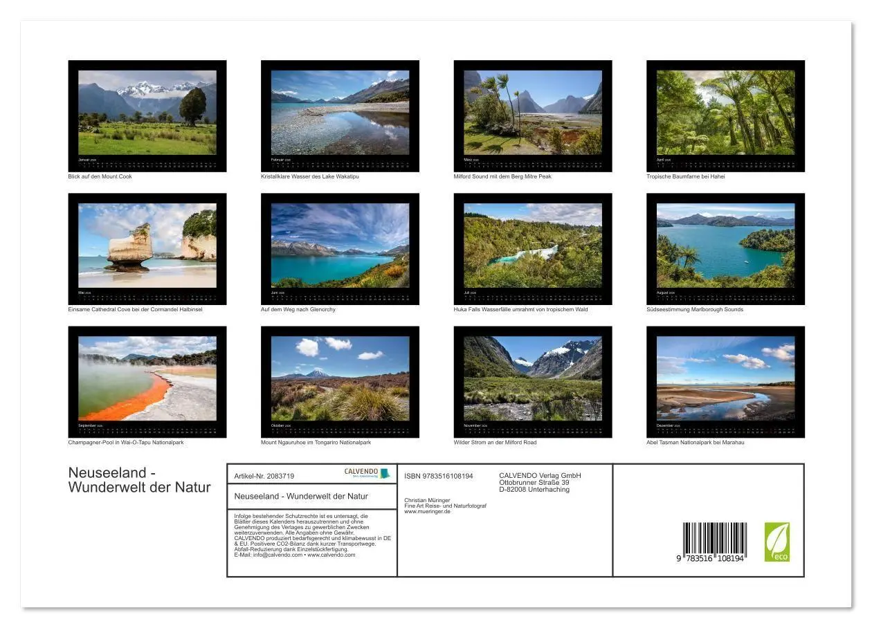 Bild: 9783516108194 | Neuseeland - Wunderwelt der Natur (Wandkalender 2026 DIN A3 quer),...