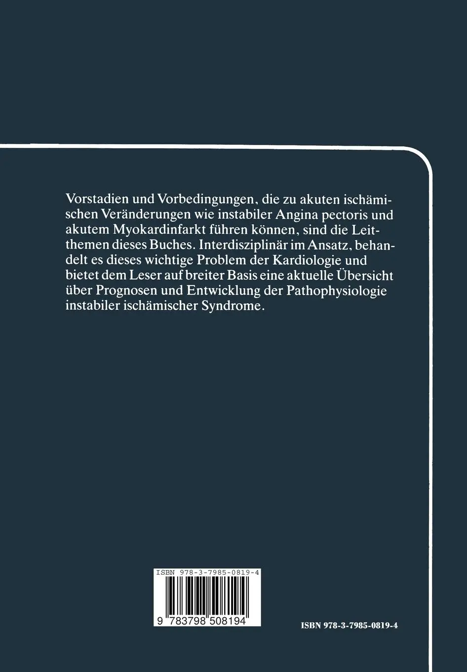 Rückseite: 9783798508194 | Prädisponierende Bedingungen für akute Ischämiesyndrome | Taschenbuch