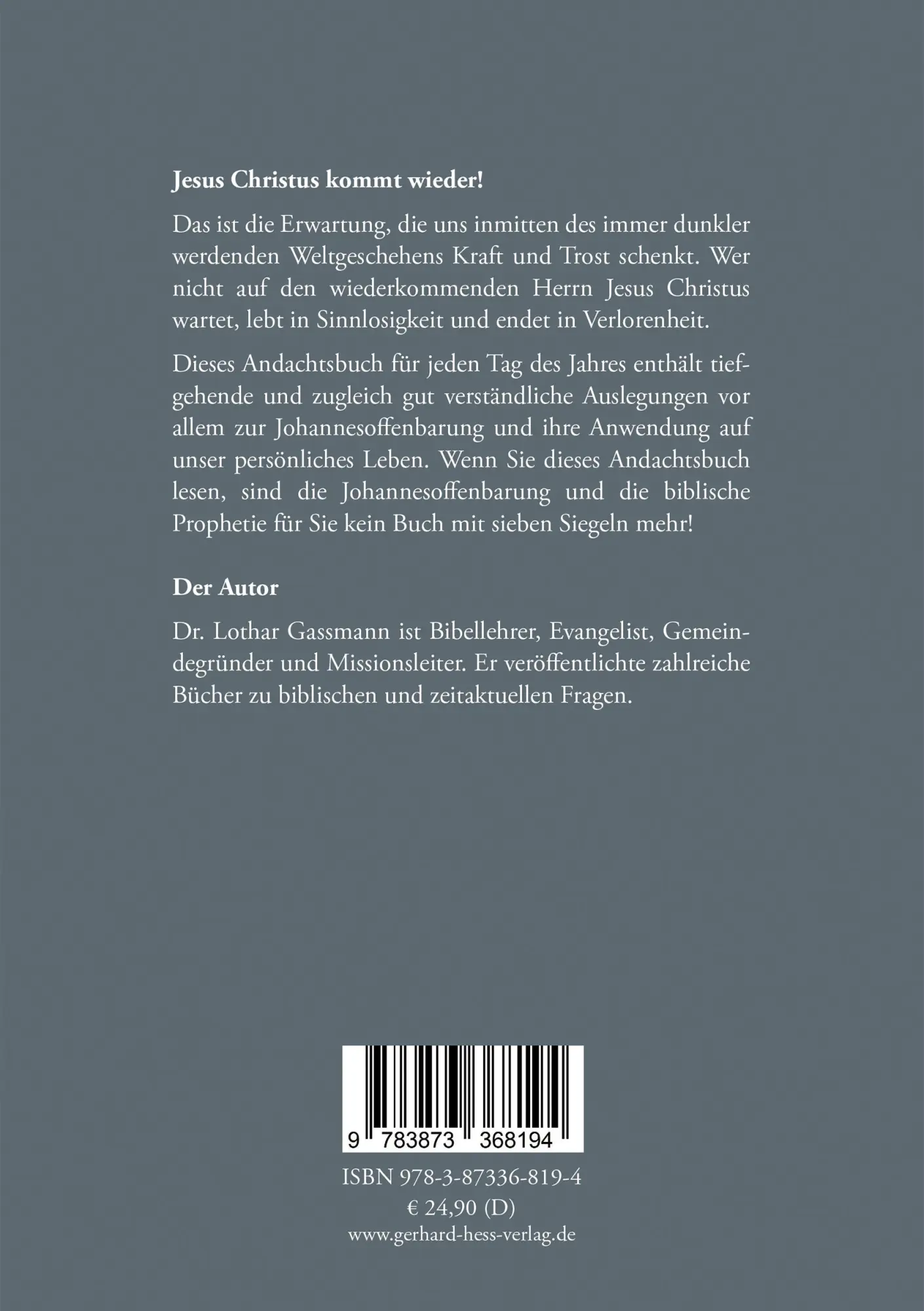 Rückseite: 9783873368194 | Jesus Christus kommt wieder | Mit der Offenbarung durch das Jahr
