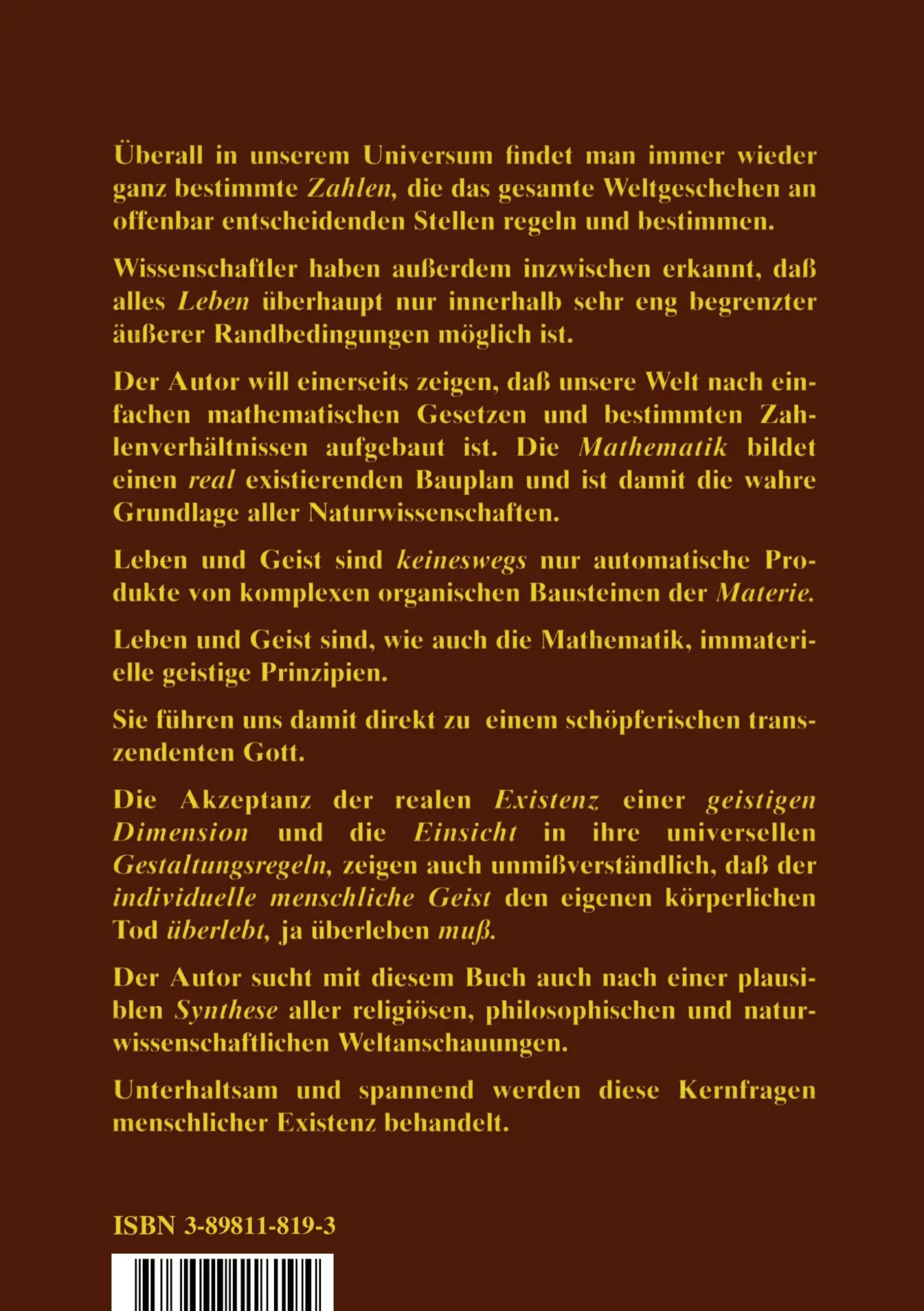 Rückseite: 9783898118194 | Der Schlüssel zur Ewigkeit | Walter van Laack | Taschenbuch | 288 S.