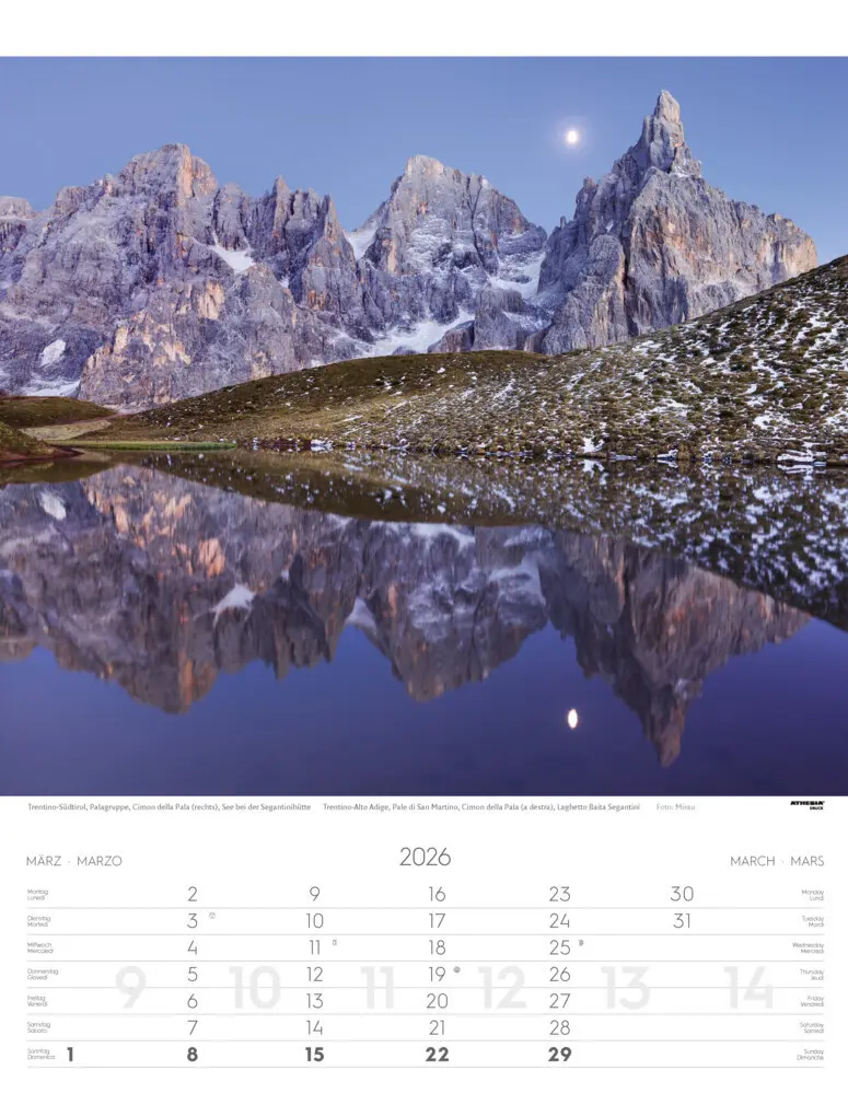 Bild: 9788868398194 | Weltnaturerbe Dolomiten Kalender 2026 | Athesia-Tappeiner Verlag