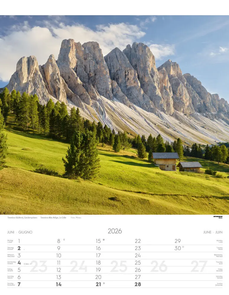 Bild: 9788868398194 | Weltnaturerbe Dolomiten Kalender 2026 | Athesia-Tappeiner Verlag
