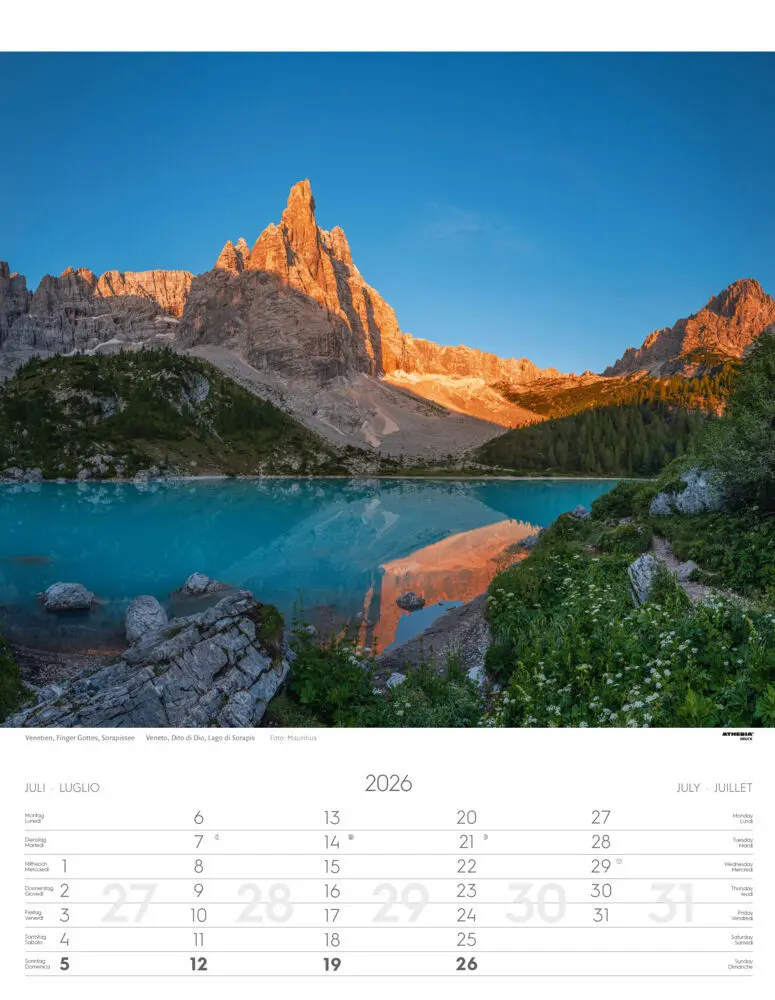 Bild: 9788868398194 | Weltnaturerbe Dolomiten Kalender 2026 | Athesia-Tappeiner Verlag