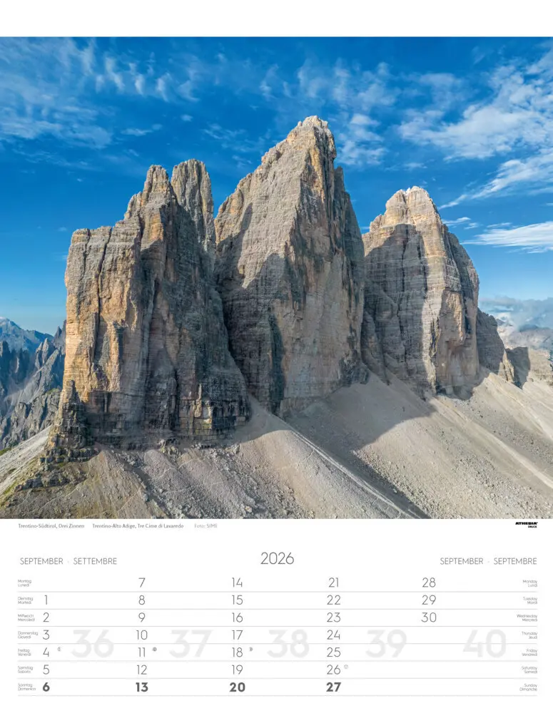 Bild: 9788868398194 | Weltnaturerbe Dolomiten Kalender 2026 | Athesia-Tappeiner Verlag