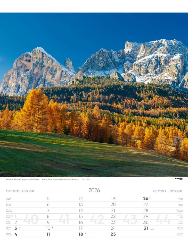 Bild: 9788868398194 | Weltnaturerbe Dolomiten Kalender 2026 | Athesia-Tappeiner Verlag