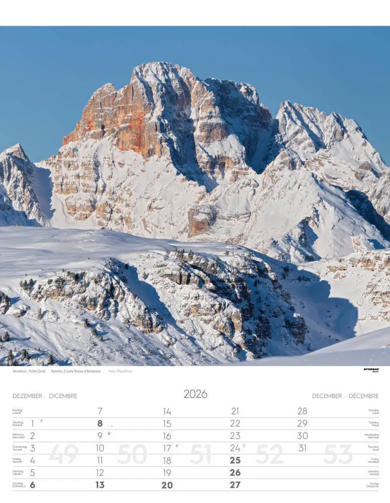 Bild: 9788868398194 | Weltnaturerbe Dolomiten Kalender 2026 | Athesia-Tappeiner Verlag