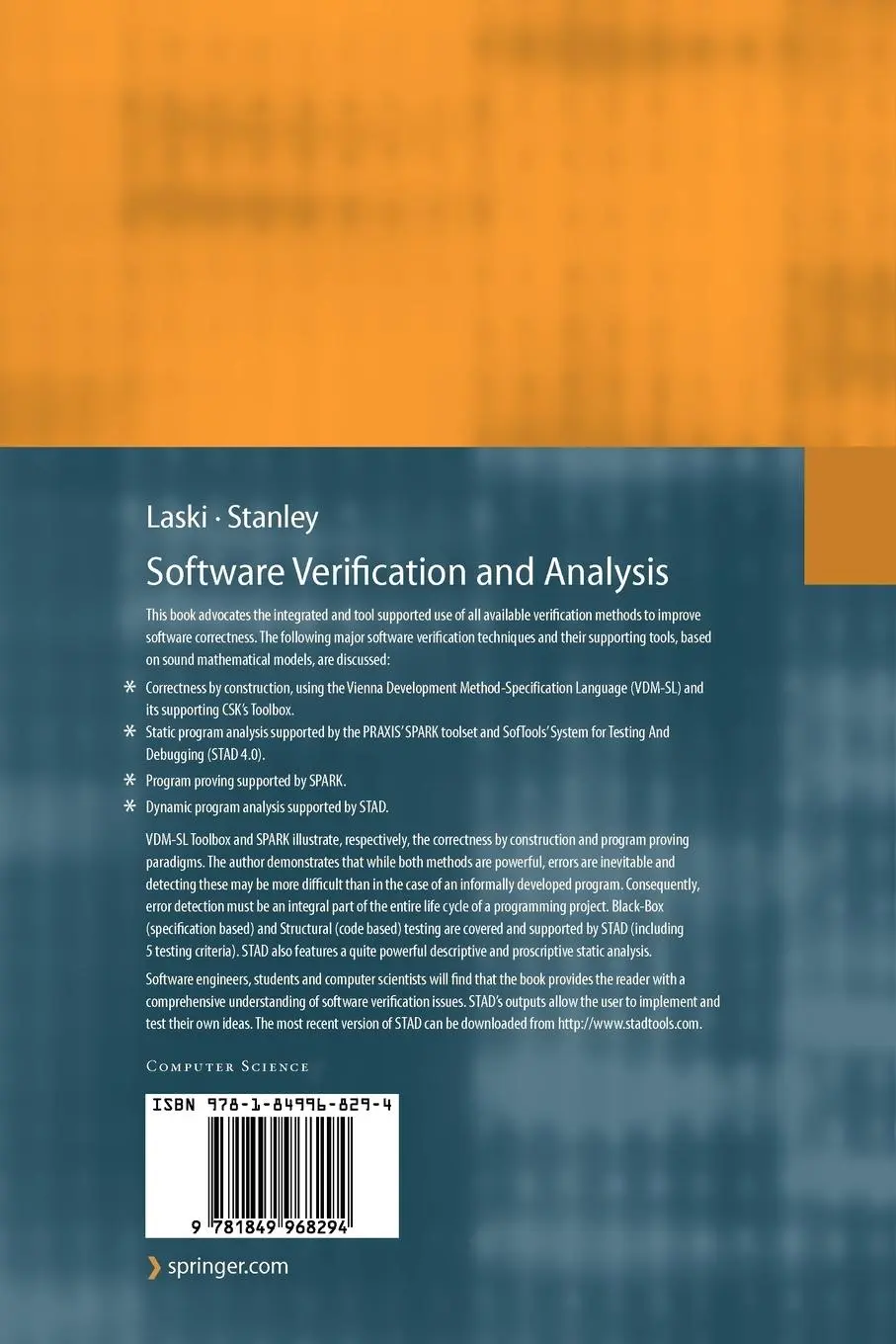 Rückseite: 9781849968294 | Software Verification and Analysis | An Integrated, Hands-On Approach