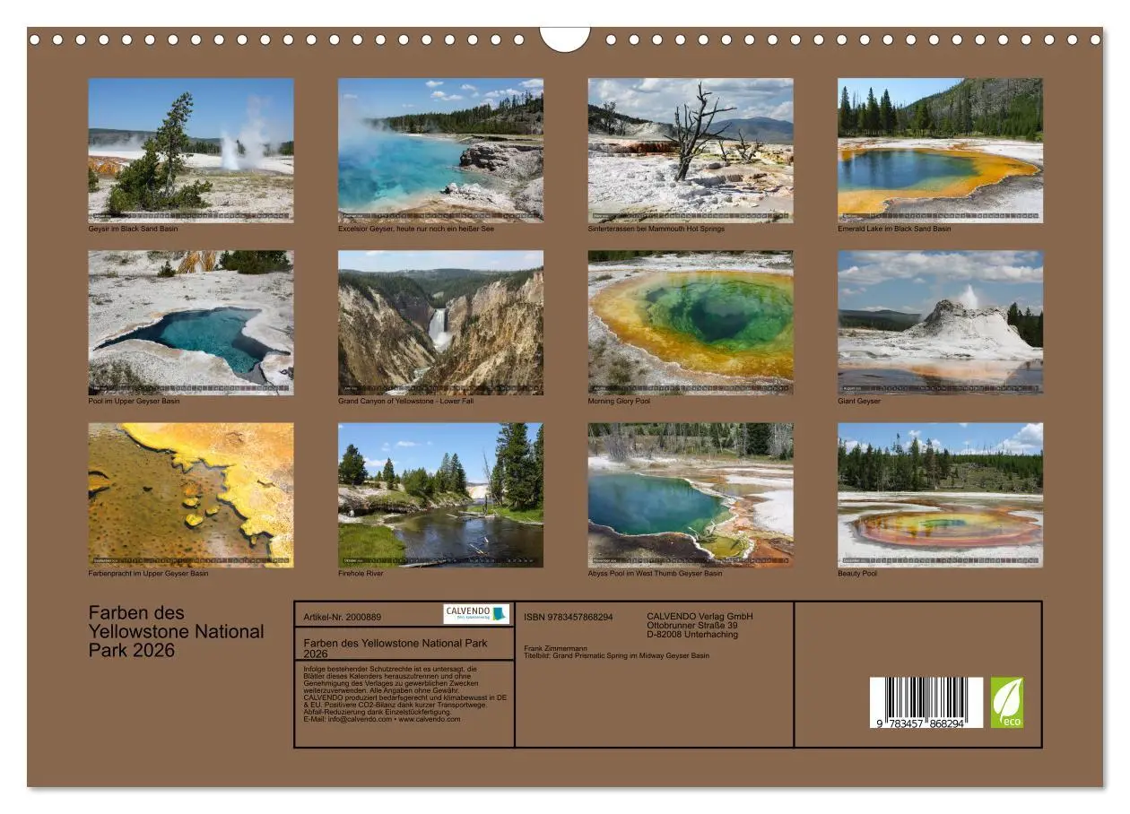 Bild: 9783457868294 | Farben des Yellowstone National Park 2026 (Wandkalender 2026 DIN A3...