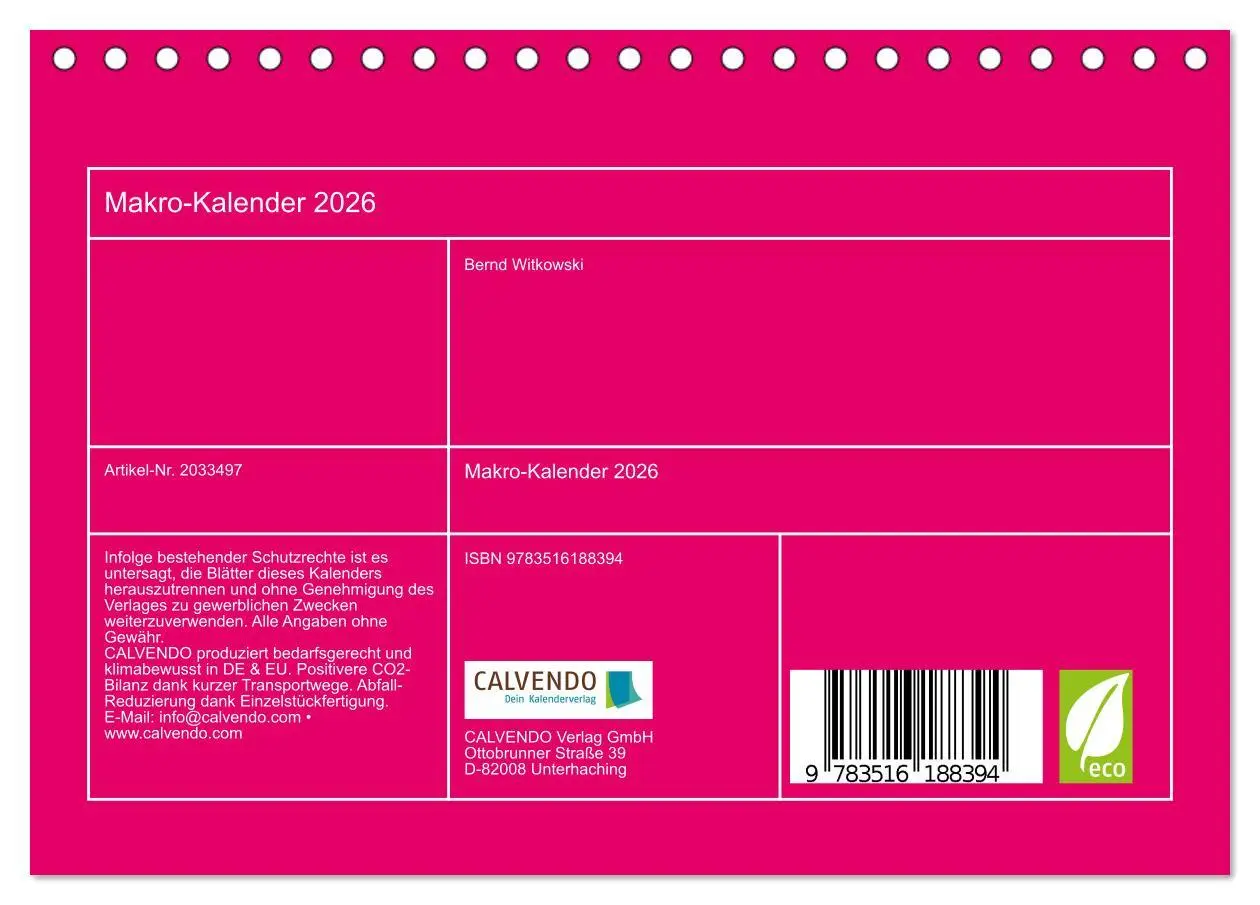 Bild: 9783516188394 | Makro-Kalender 2026 (Tischkalender 2026 DIN A5 quer), CALVENDO...
