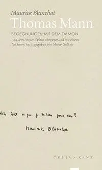 Cover: 9783851328394 | Thomas Mann | Begegnungen mit dem Dämon, [re.visionen] 13 | Blanchot