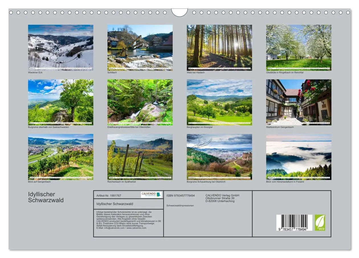 Bild: 9783457778494 | Idyllischer Schwarzwald (Wandkalender 2026 DIN A3 quer), CALVENDO...