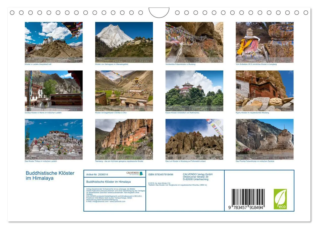 Bild: 9783457918494 | Buddhistische Klöster im Himalaya (Wandkalender 2026 DIN A4 quer),...