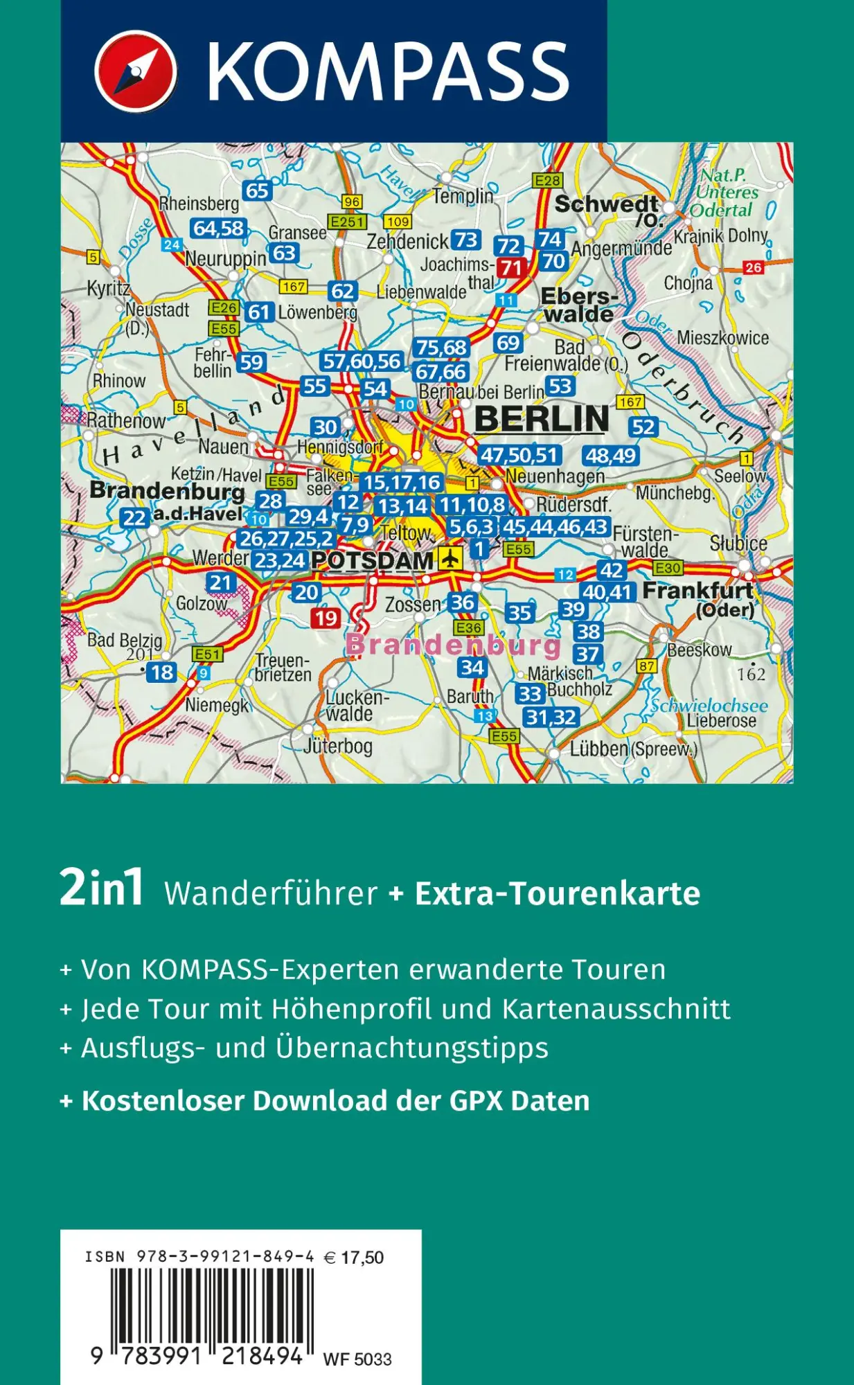 Rückseite: 9783991218494 | KOMPASS Wanderführer Berlin-Brandenburg, 75 Touren mit...