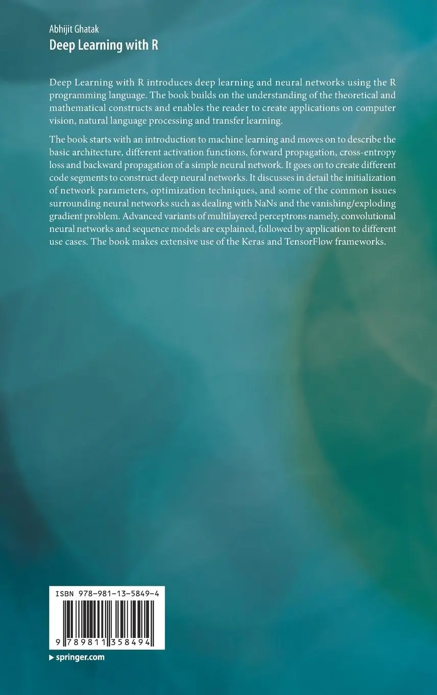 Rückseite: 9789811358494 | Deep Learning with R | Abhijit Ghatak | Buch | xxiii | Englisch | 2019