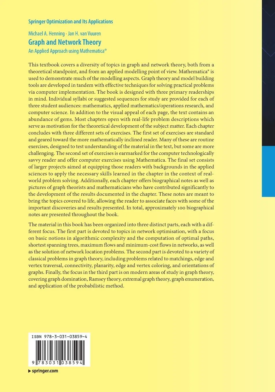 Rückseite: 9783031038594 | Graph and Network Theory | An Applied Approach using Mathematica®