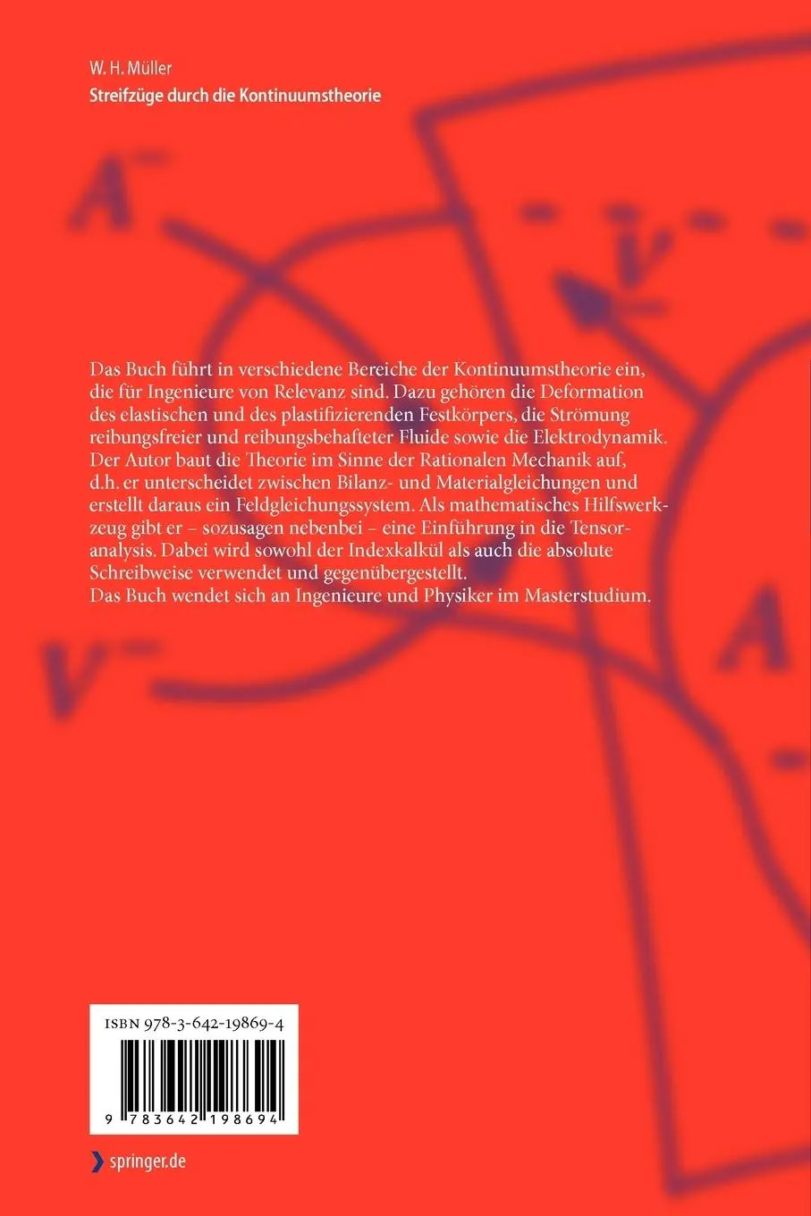 Rückseite: 9783642198694 | Streifzüge durch die Kontinuumstheorie | Wolfgang H. Müller | Buch