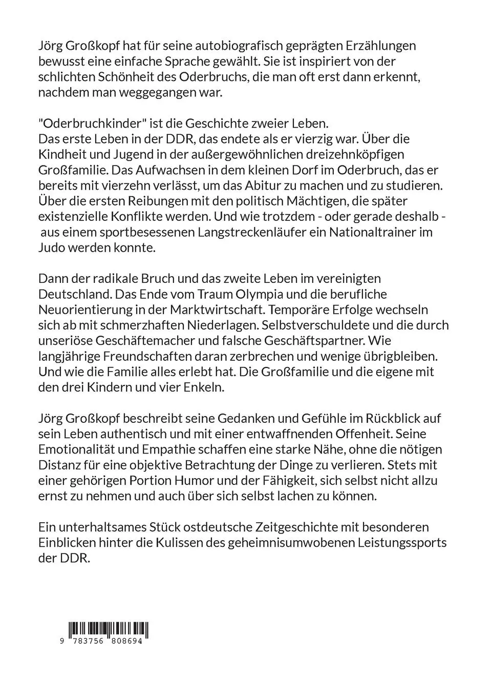 Rückseite: 9783756808694 | Oderbruchkinder | Weggehen ohne Wiederkehr | Jörg Großkopf | Buch