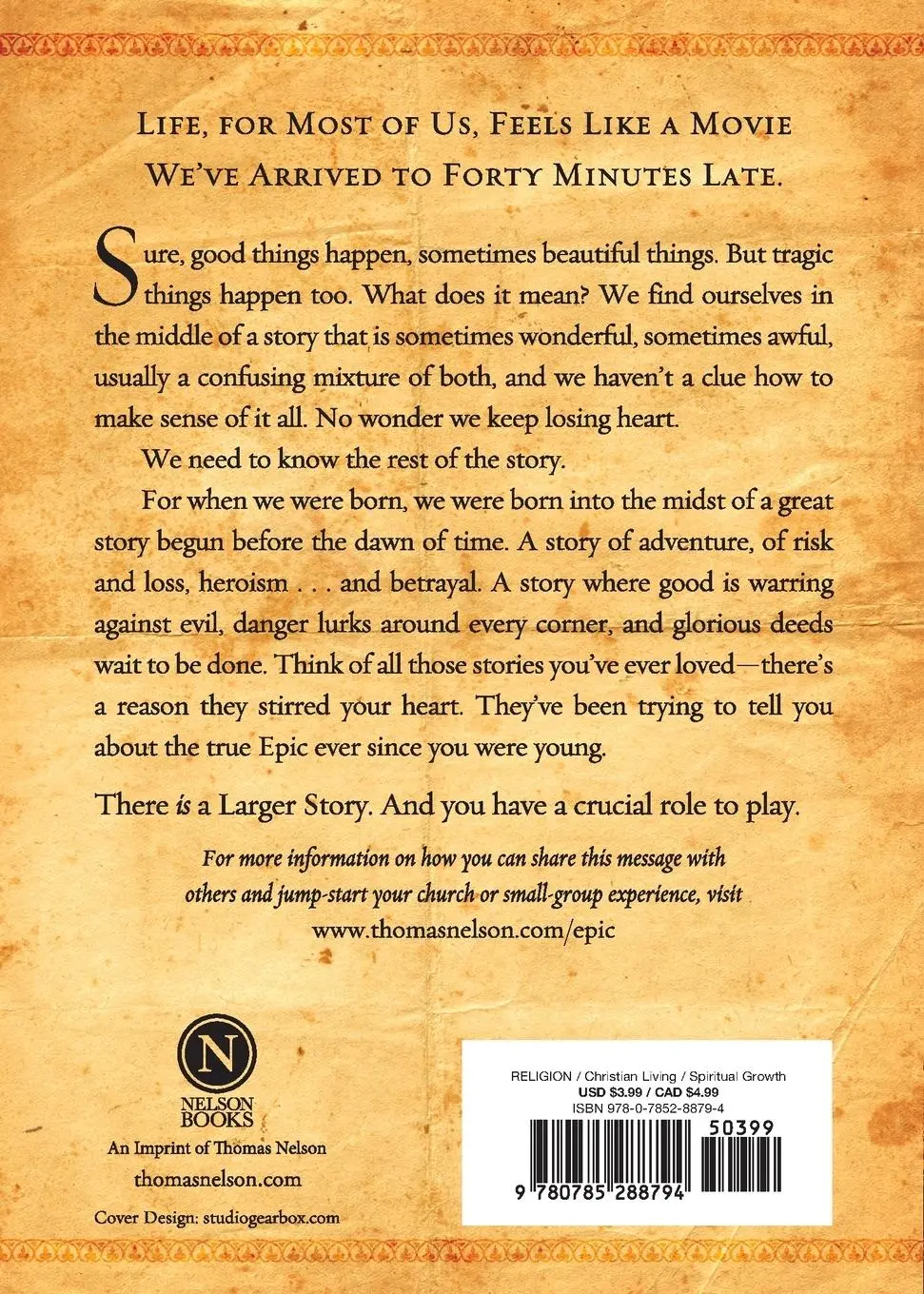 Rückseite: 9780785288794 | Epic | The Story God Is Telling | John Eldredge | Taschenbuch | 2007