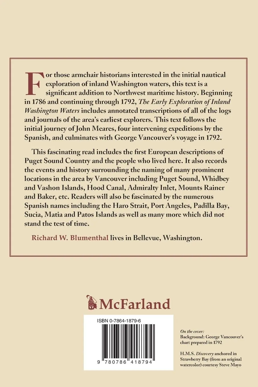 Rückseite: 9780786418794 | The Early Exploration of Inland Washington Waters | Blumenthal | Buch