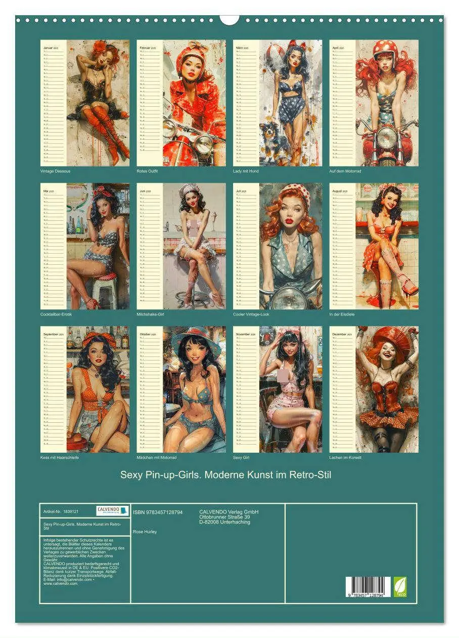Bild: 9783457128794 | Sexy Pin-up-Girls. Moderne Kunst im Retro-Stil (Wandkalender 2025...