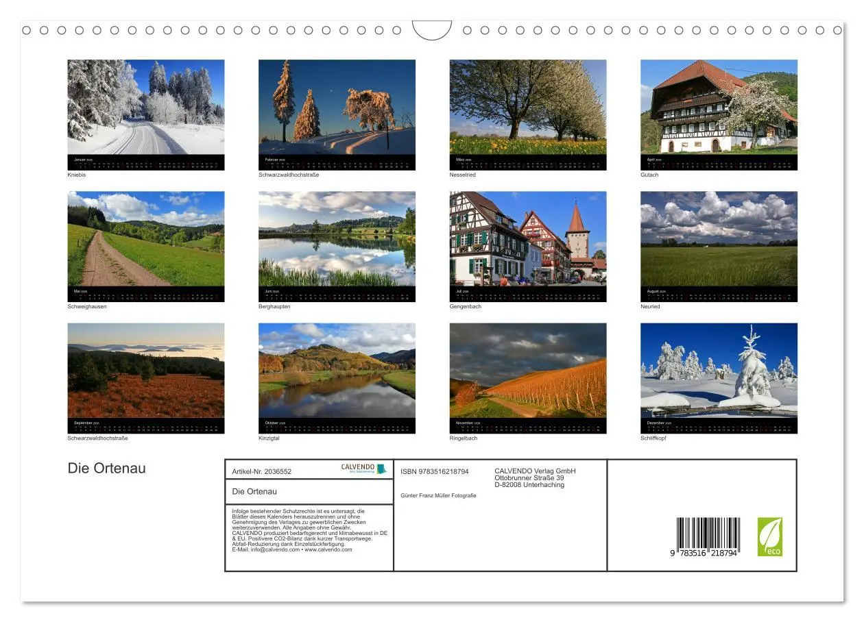 Bild: 9783516218794 | Die Ortenau (Wandkalender 2026 DIN A3 quer), CALVENDO Monatskalender