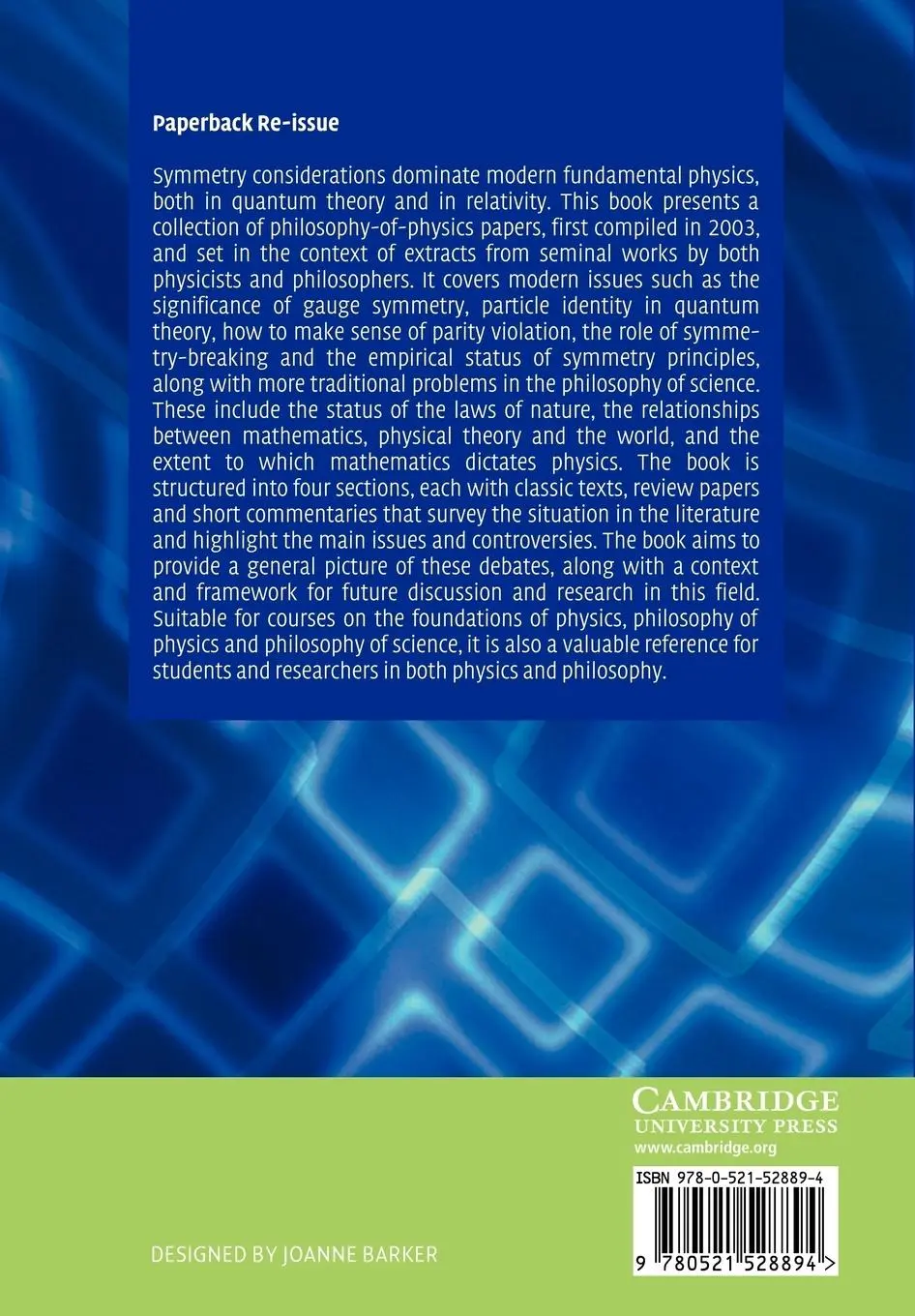 Rückseite: 9780521528894 | Symmetries in Physics | Philosophical Reflections | Brading (u. a.)