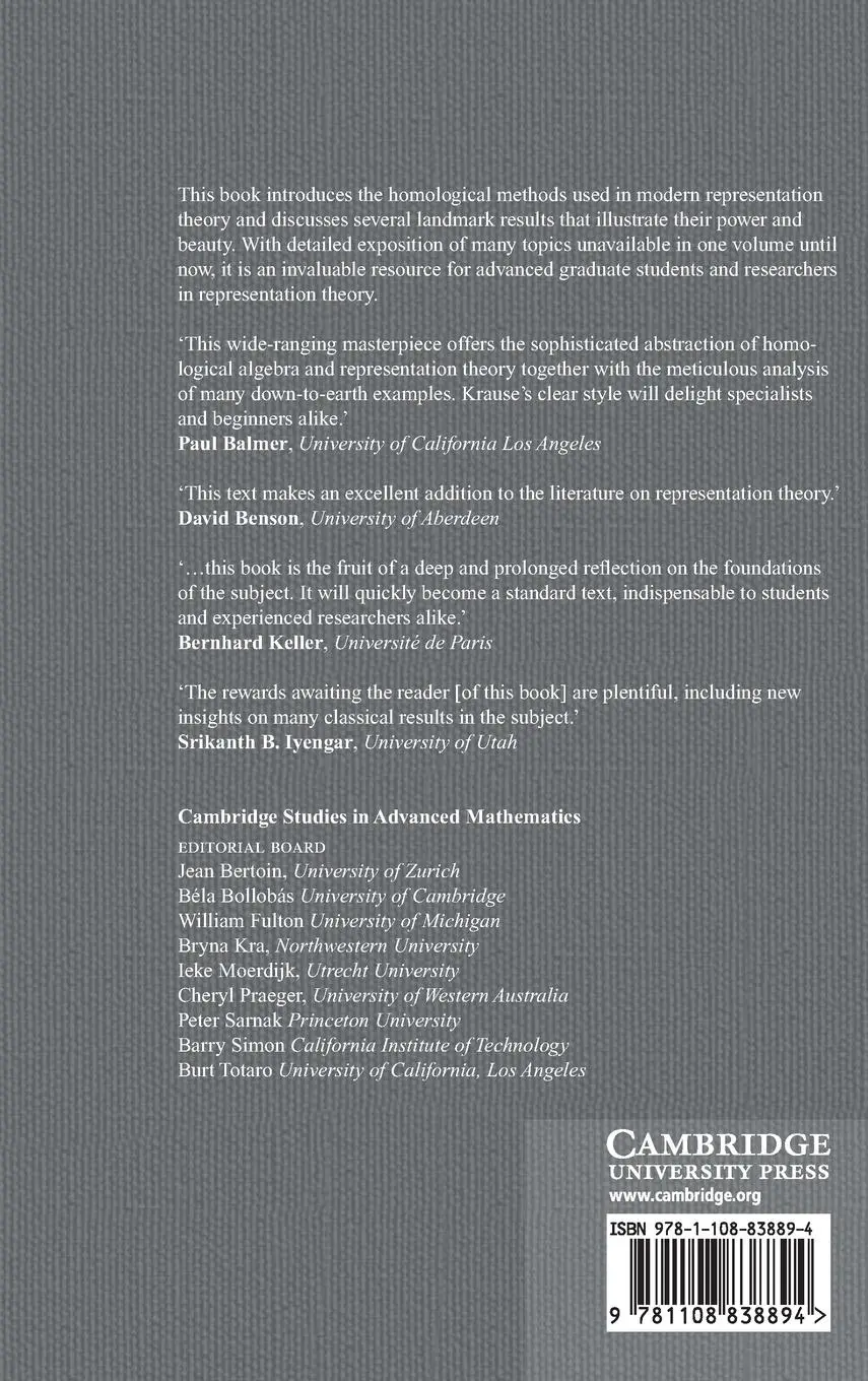 Rückseite: 9781108838894 | Homological Theory of Representations | Henning Krause | Buch | 2021