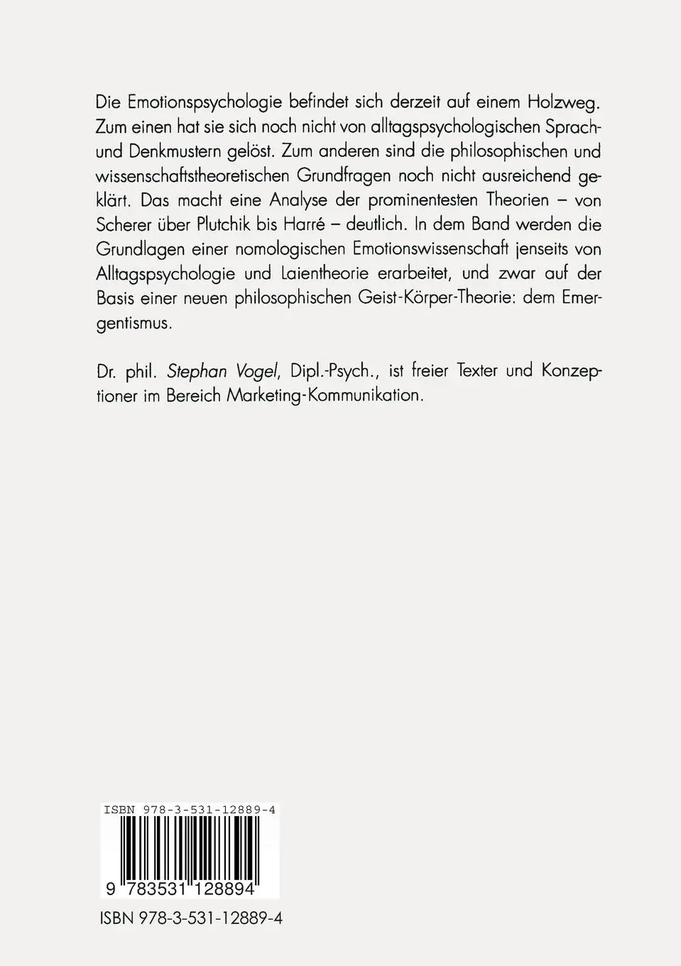 Rückseite: 9783531128894 | Emotionspsychologie | Grundriß einer exakten Wissenschaft der Gefühle