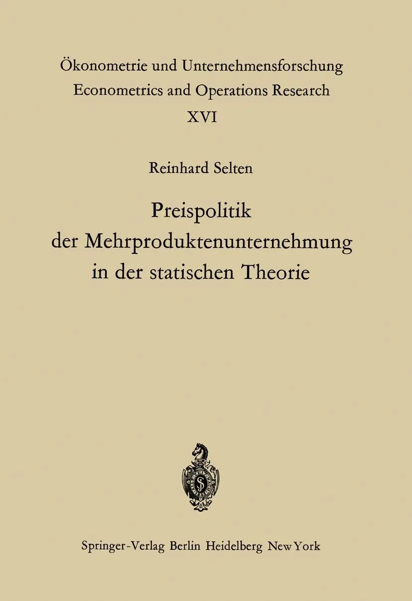 Cover: 9783642488894 | Preispolitik der Mehrproduktenunternehmung in der statischen Theorie
