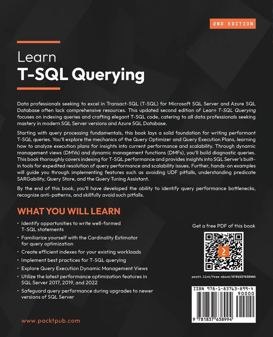 Rückseite: 9781837638994 | Learn T-SQL Querying - Second Edition | Pedro Lopes (u. a.) | Buch
