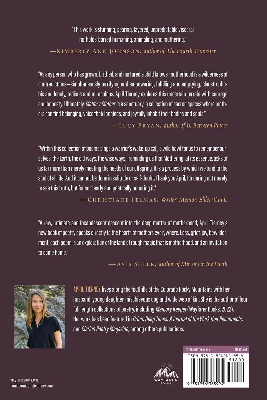 Rückseite: 9781956368994 | Matter / Mother | April Tierney | Taschenbuch | Englisch | 2024