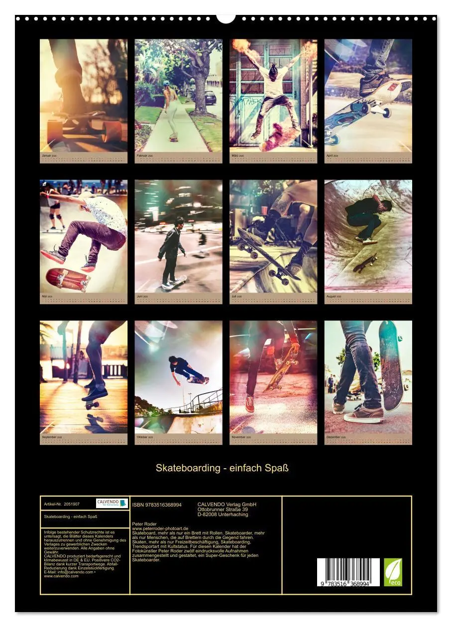 Bild: 9783516368994 | Skateboarding - einfach Spaß (Wandkalender 2026 DIN A2 hoch),...