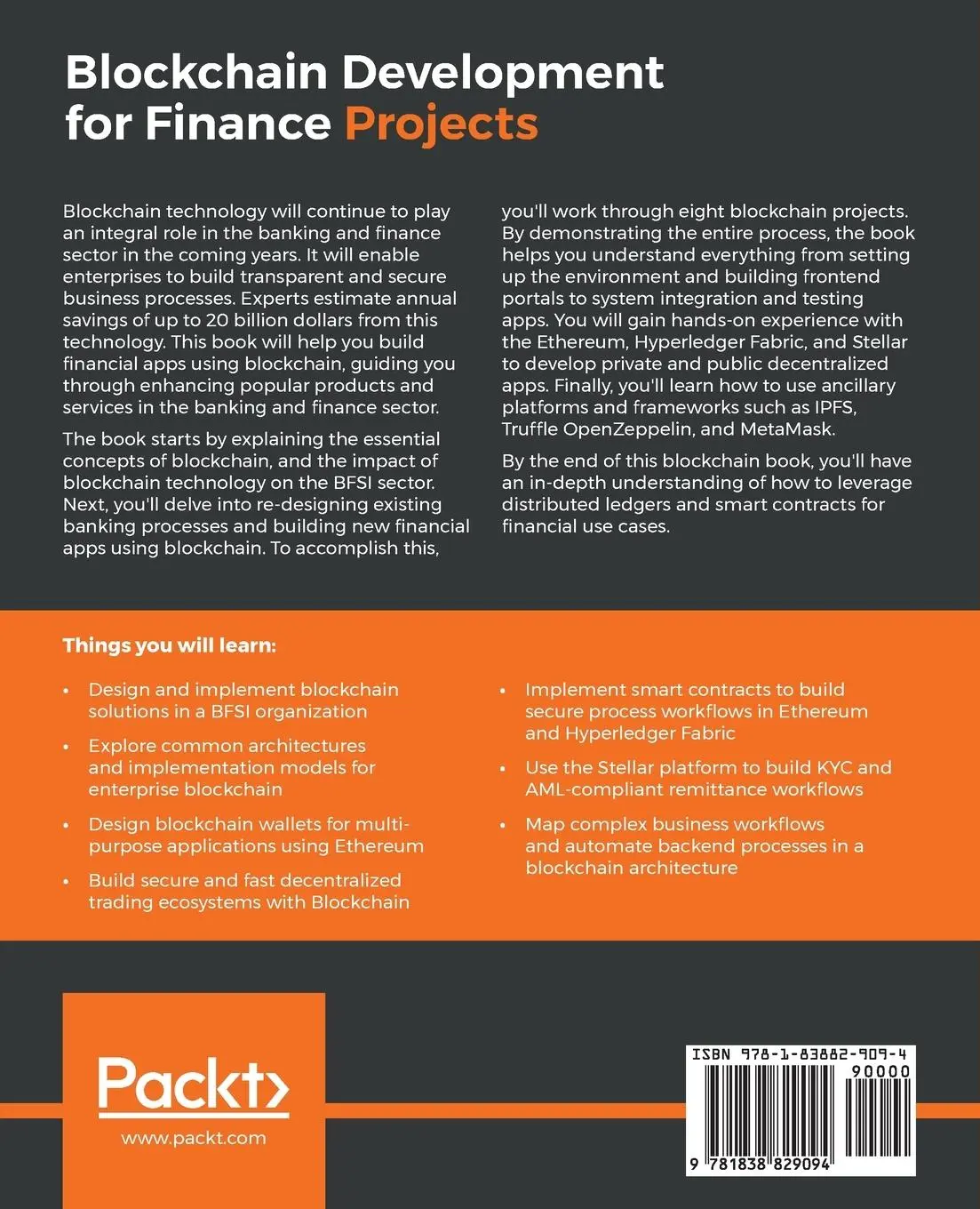 Rückseite: 9781838829094 | Blockchain Development for Finance Projects | Ishan Roy | Taschenbuch