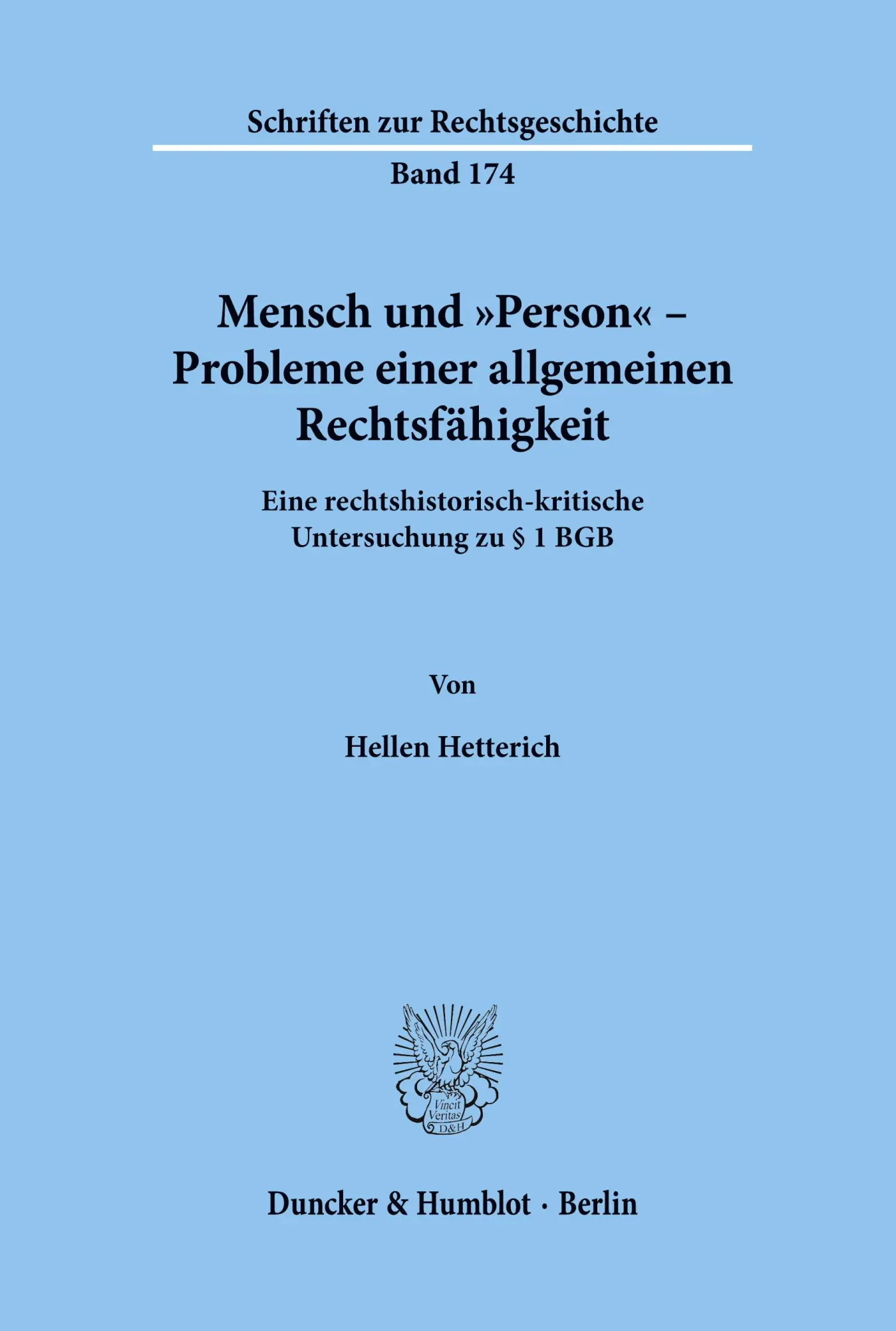 Cover: 9783428149094 | Mensch und "Person' - Probleme einer allgemeinen Rechtsfähigkeit.