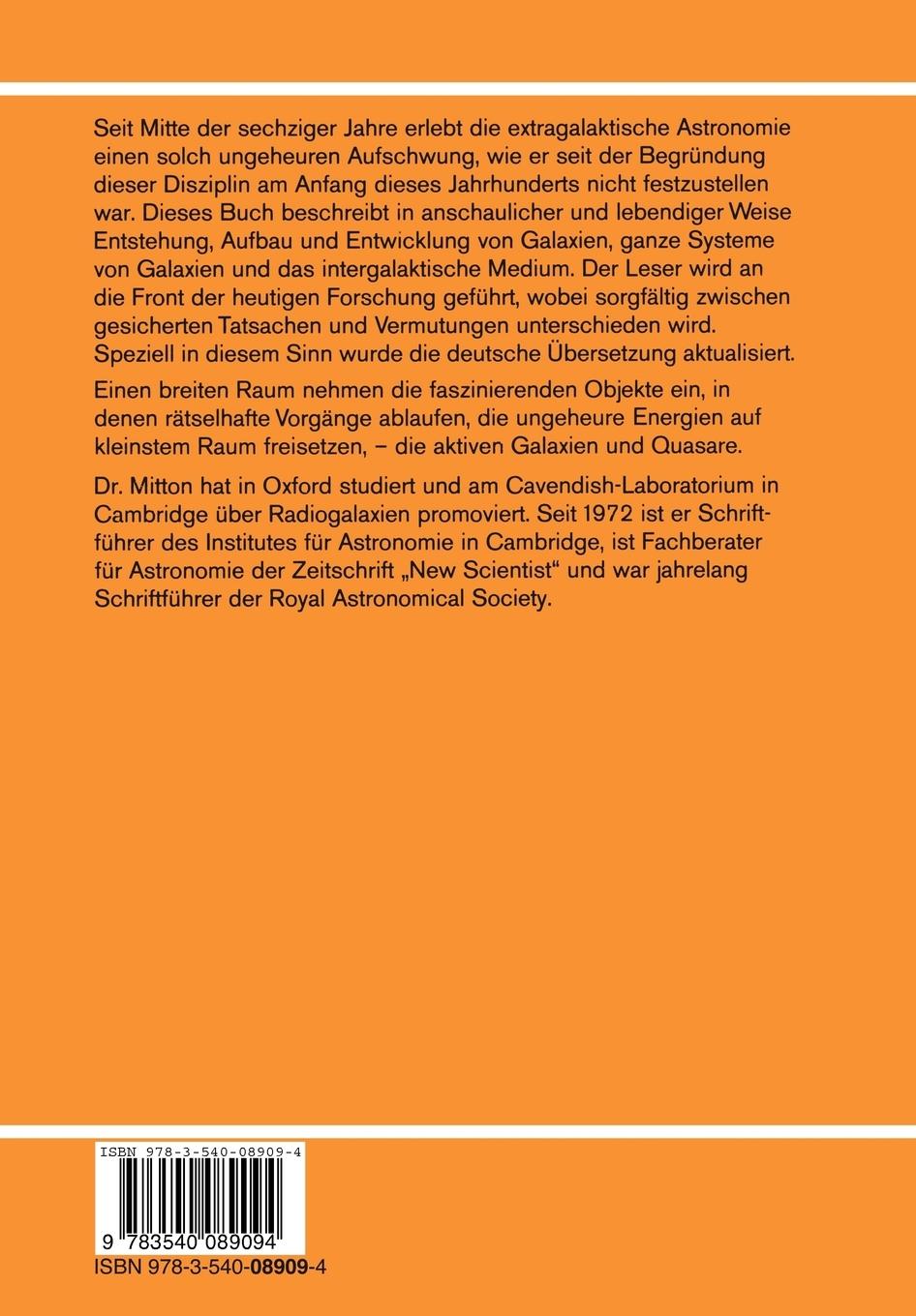 Rückseite: 9783540089094 | Die Erforschung der Galaxien | S. Mitton | Taschenbuch | xiv | Deutsch