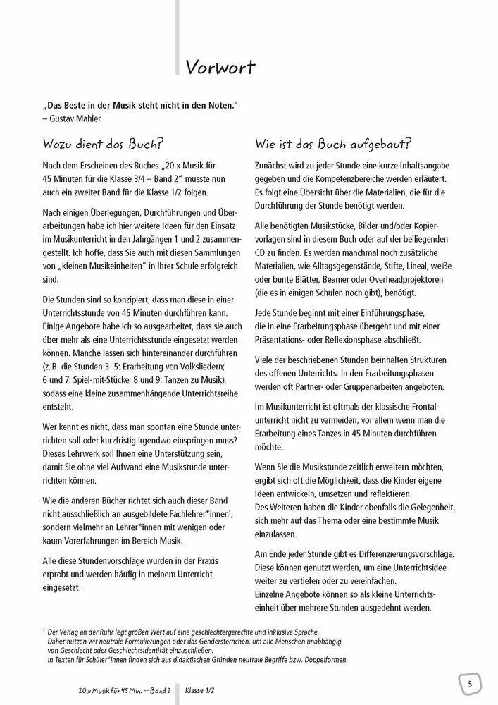 Bild: 9783834669094 | 20 x Musik für 45 Minuten - Klasse 1/2 - Band 2 | Christina Steurich