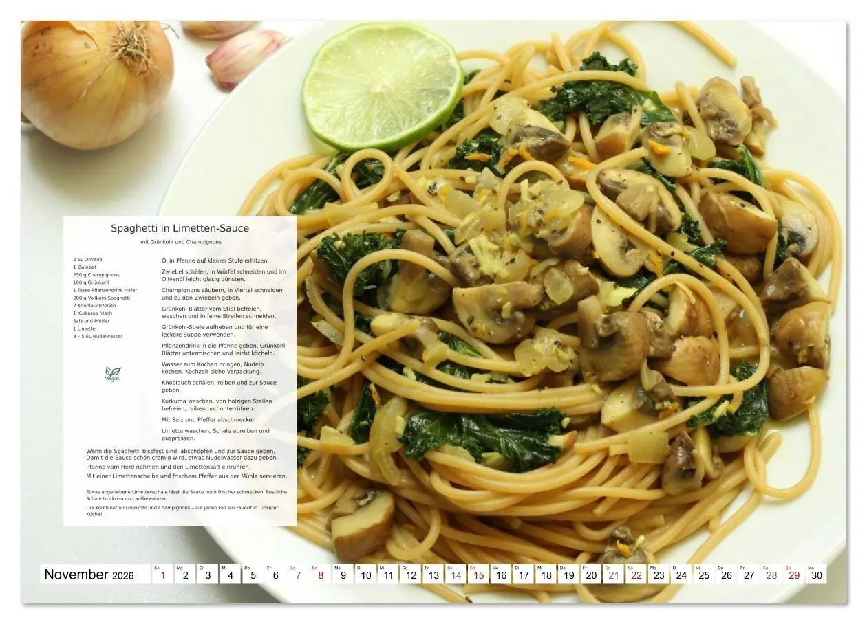 Bild: 9783516629194 | Pasta und Gemüse (Wandkalender 2026 DIN A3 quer), CALVENDO...