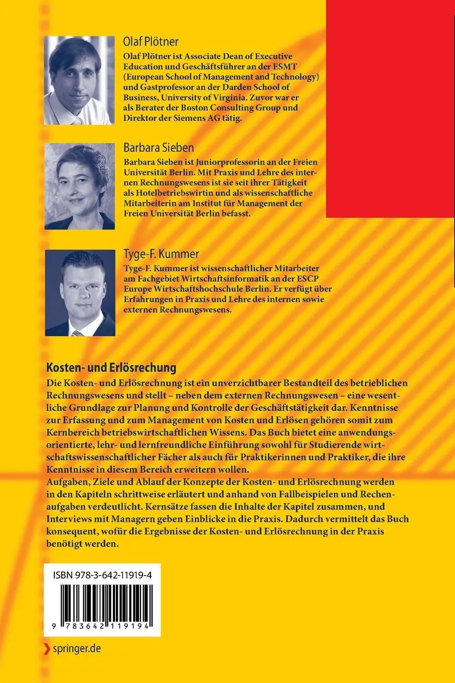 Rückseite: 9783642119194 | Kosten- und Erlösrechnung | Anschaulich, kompakt, praxisnah | Buch