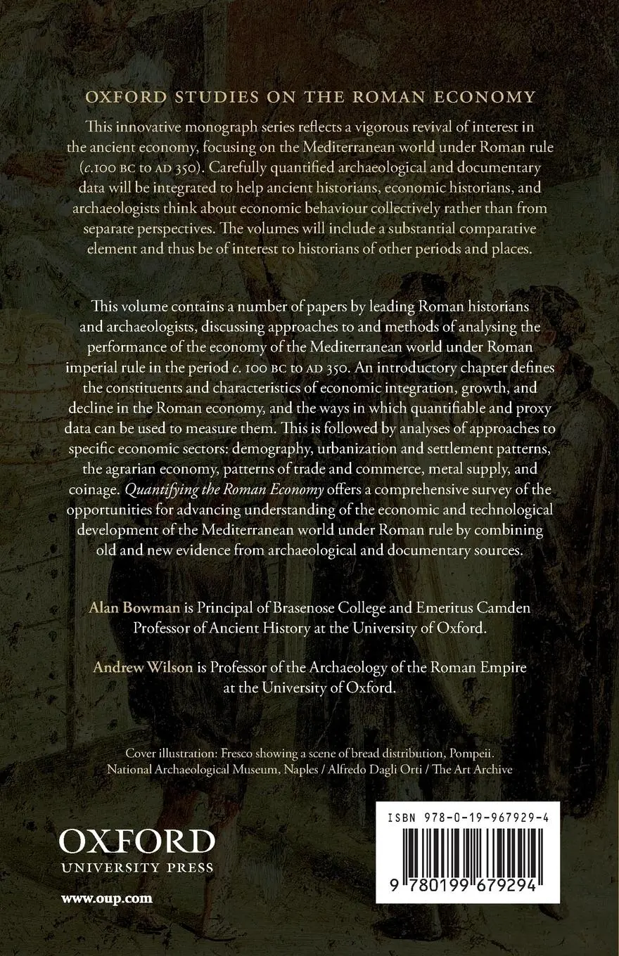 Rückseite: 9780199679294 | Quantifying the Roman Economy | Methods and Problems | Alan K. Bowman