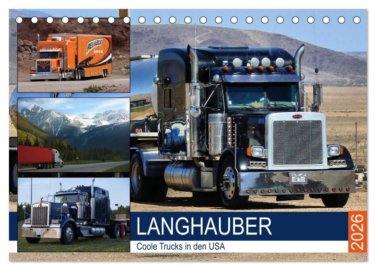 Cover: 9783457839294 | Langhauber. Coole Trucks in den USA (Tischkalender 2026 DIN A5...