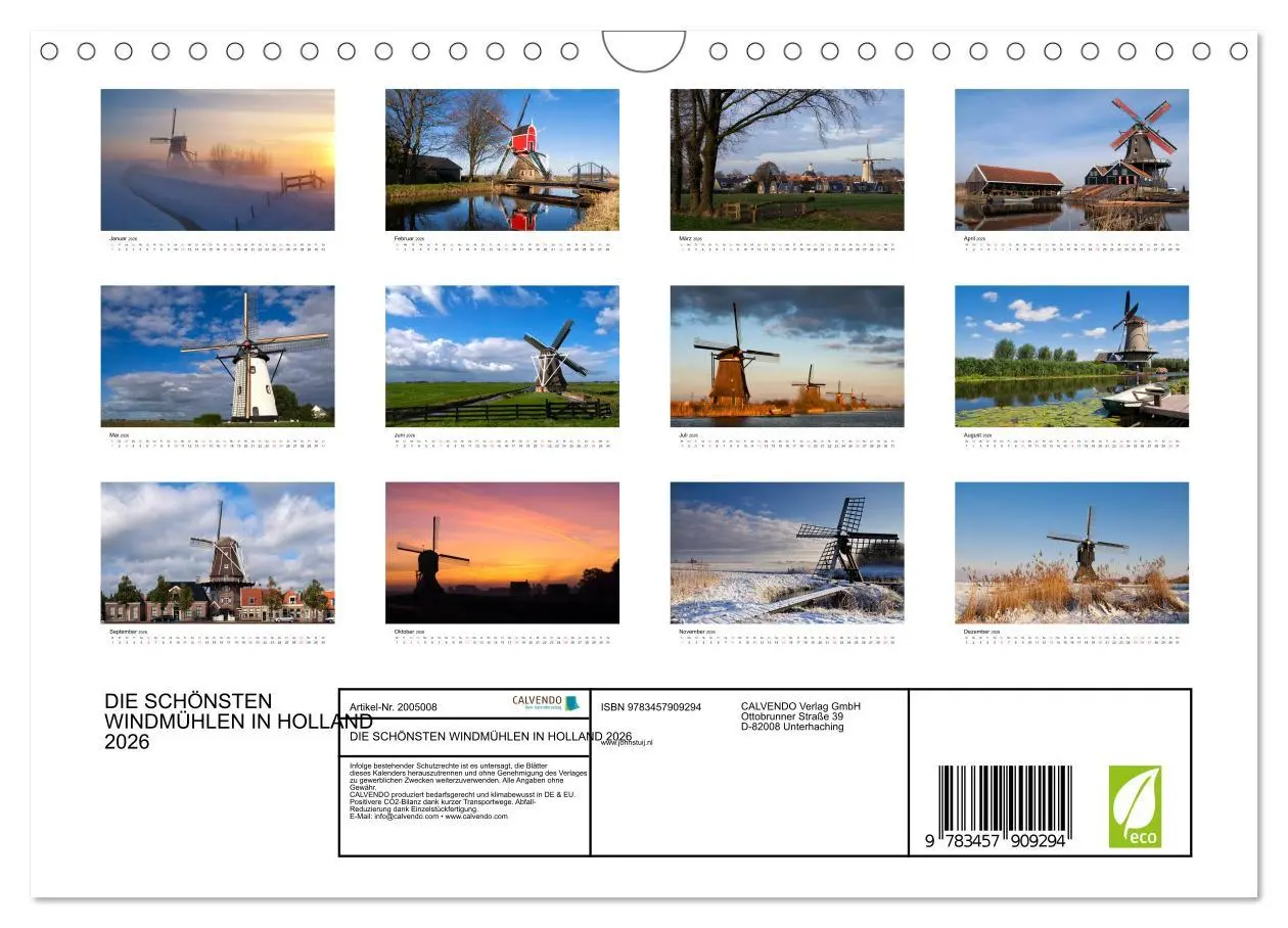Bild: 9783457909294 | DIE SCHÖNSTEN WINDMÜHLEN IN HOLLAND 2026 (Wandkalender 2026 DIN A4...