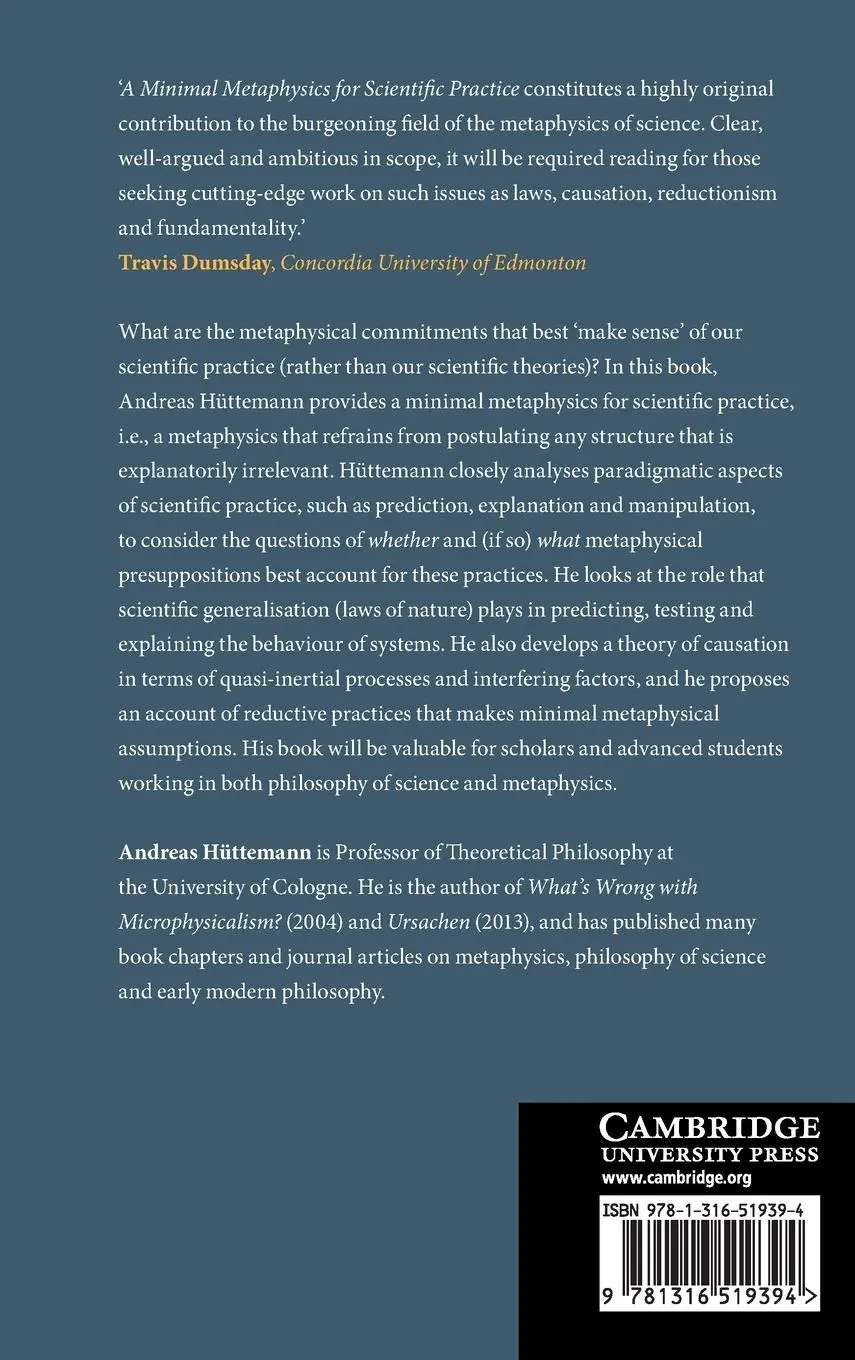 Rückseite: 9781316519394 | A Minimal Metaphysics for Scientific Practice | Andreas Hüttemann