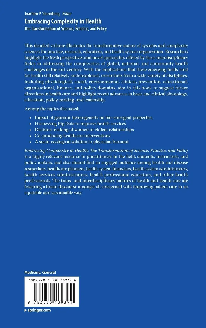 Rückseite: 9783030109394 | Embracing Complexity in Health | Joachim P. Sturmberg | Buch | xvii