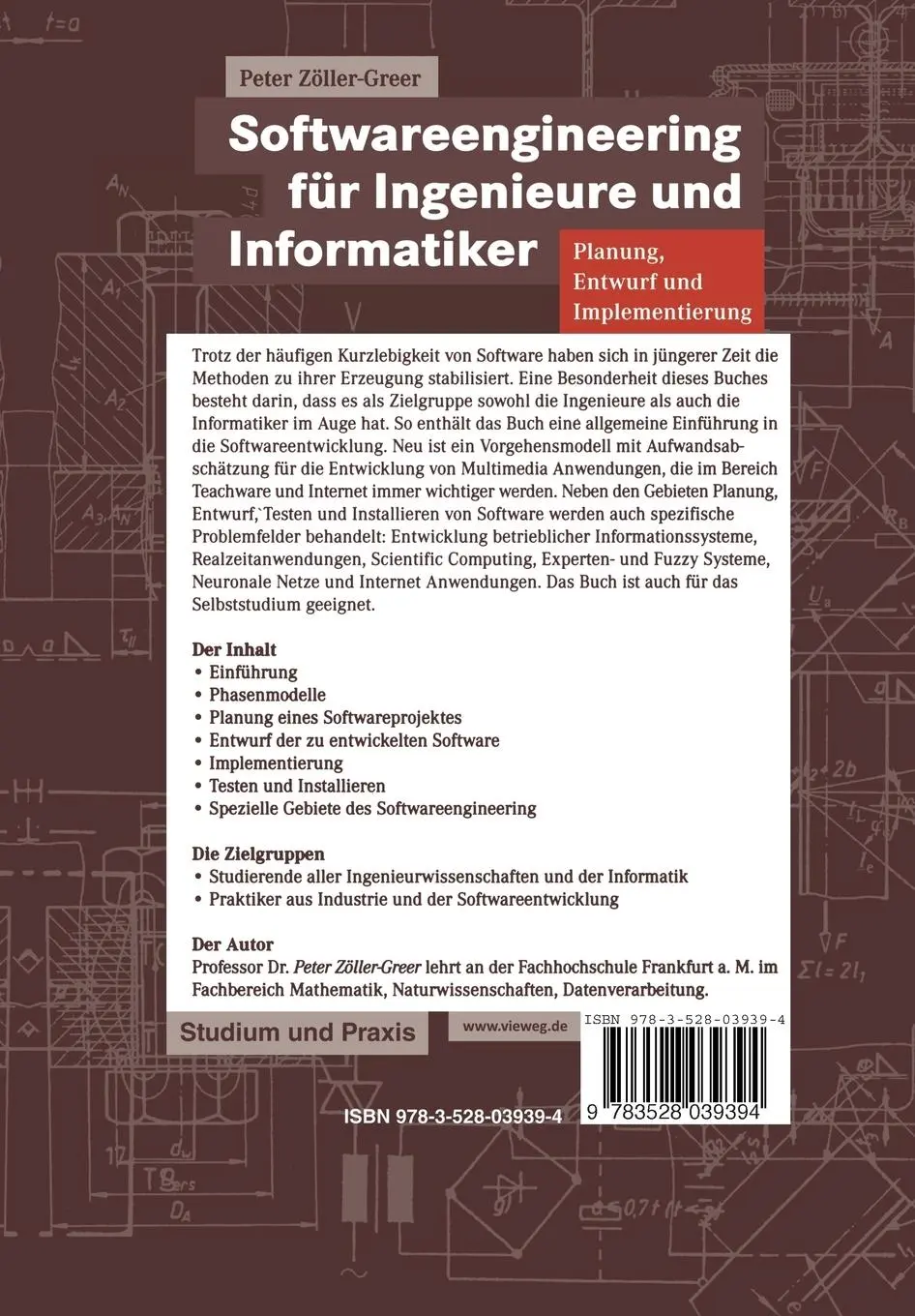 Rückseite: 9783528039394 | Softwareengineering für Ingenieure und Informatiker | Zöller-Greer